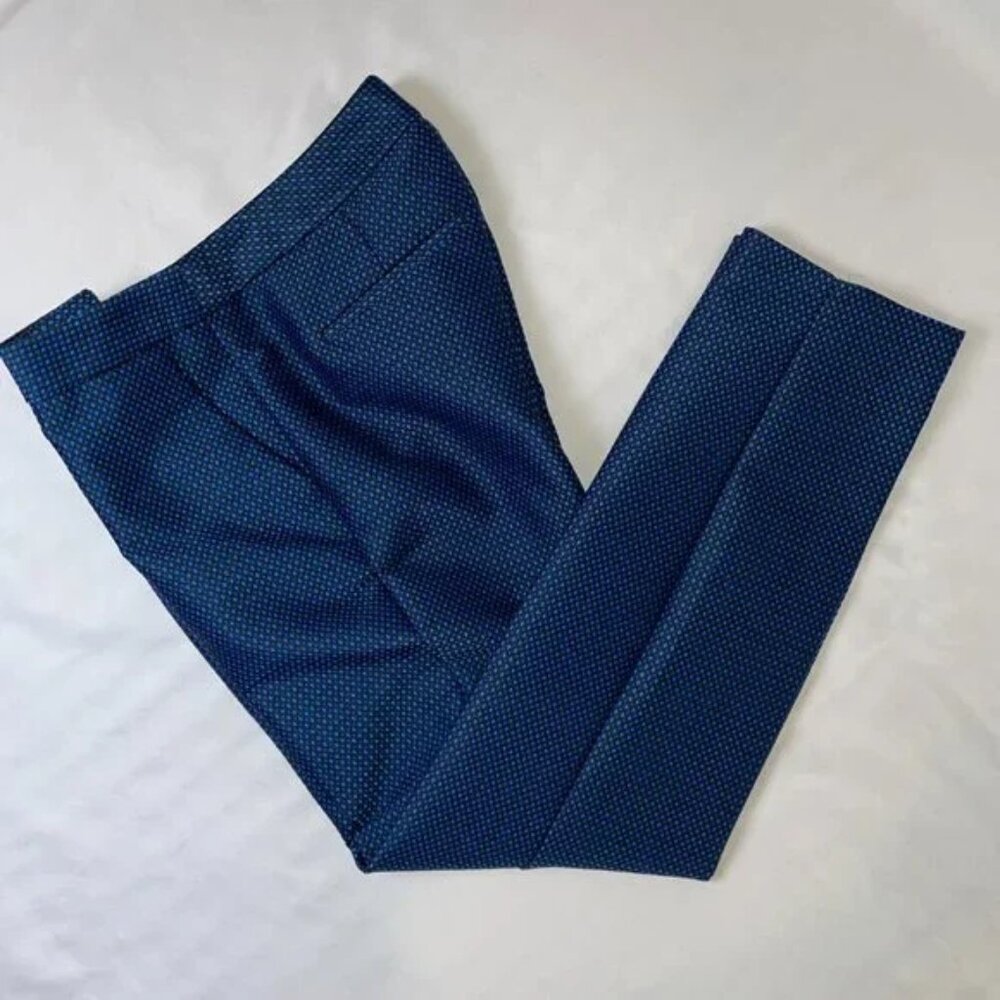 Express Columnist Ankle Dress Pants Sheen Patterned Navy Black Size 2 - Picture 3 of 13